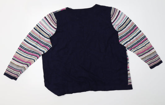 Bonmarché Womens Multicoloured Striped Knit Pullover Sweatshirt Size XL
