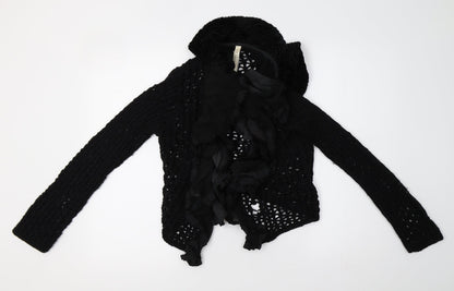 oui moments Womens Black  Knit Cardigan Jumper Size 12
