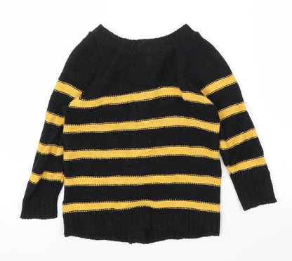Oysis Girls Black Striped  Cardigan Jumper Size 12 Years