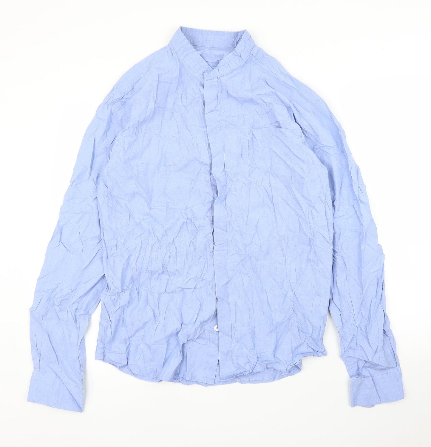 Mens UK Size M Cross Designs Blue  Button-Up Long Sleeve Casual Shirt
