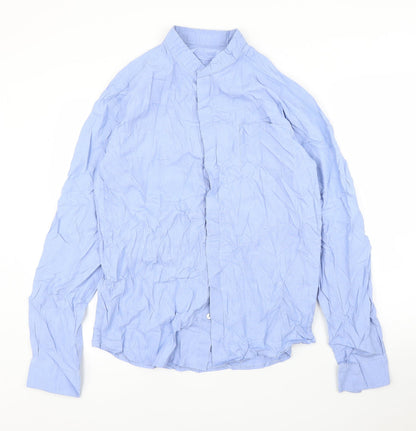 Mens UK Size M Cross Designs Blue  Button-Up Long Sleeve Casual Shirt