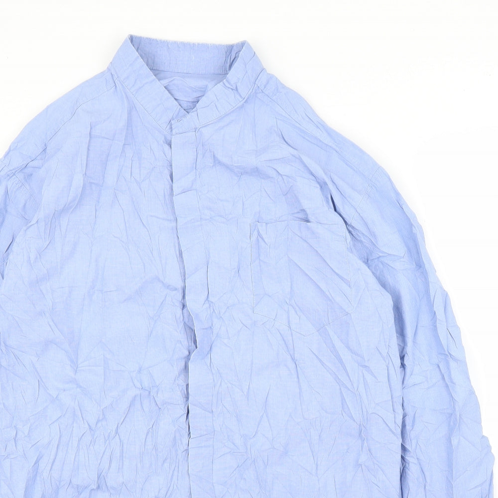 Mens UK Size M Cross Designs Blue  Button-Up Long Sleeve Casual Shirt