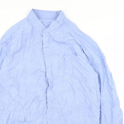 Mens UK Size M Cross Designs Blue  Button-Up Long Sleeve Casual Shirt