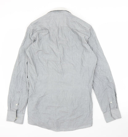 Mens UK Size 14.5 NEXT Grey  Button-Up Long Sleeve Casual Shirt
