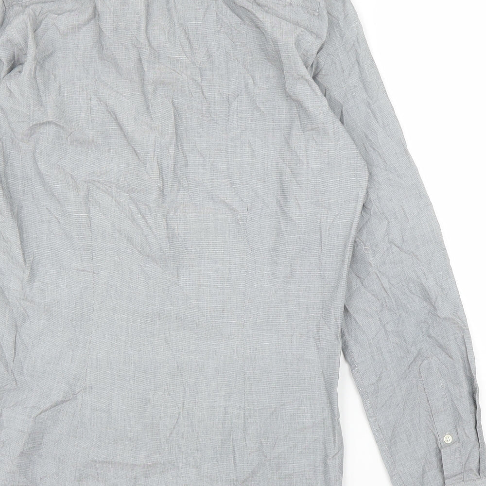 Mens UK Size 14.5 NEXT Grey  Button-Up Long Sleeve Casual Shirt