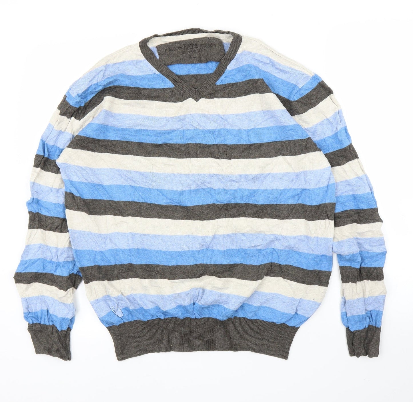 Debenhams Mens Blue Striped  Pullover Jumper Size XL