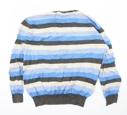 Debenhams Mens Blue Striped  Pullover Jumper Size XL