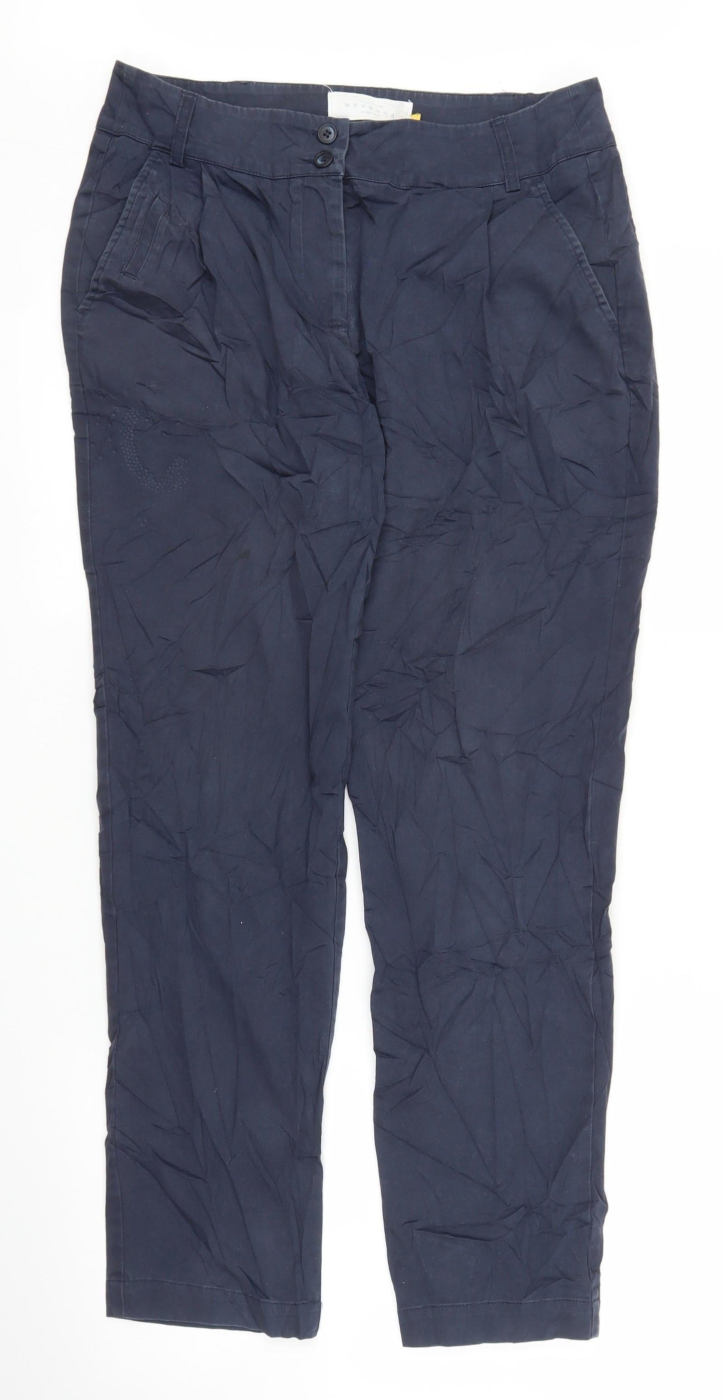 Womens UK Size 10 John Lewis Regular Fit Capri Blue Trousers
