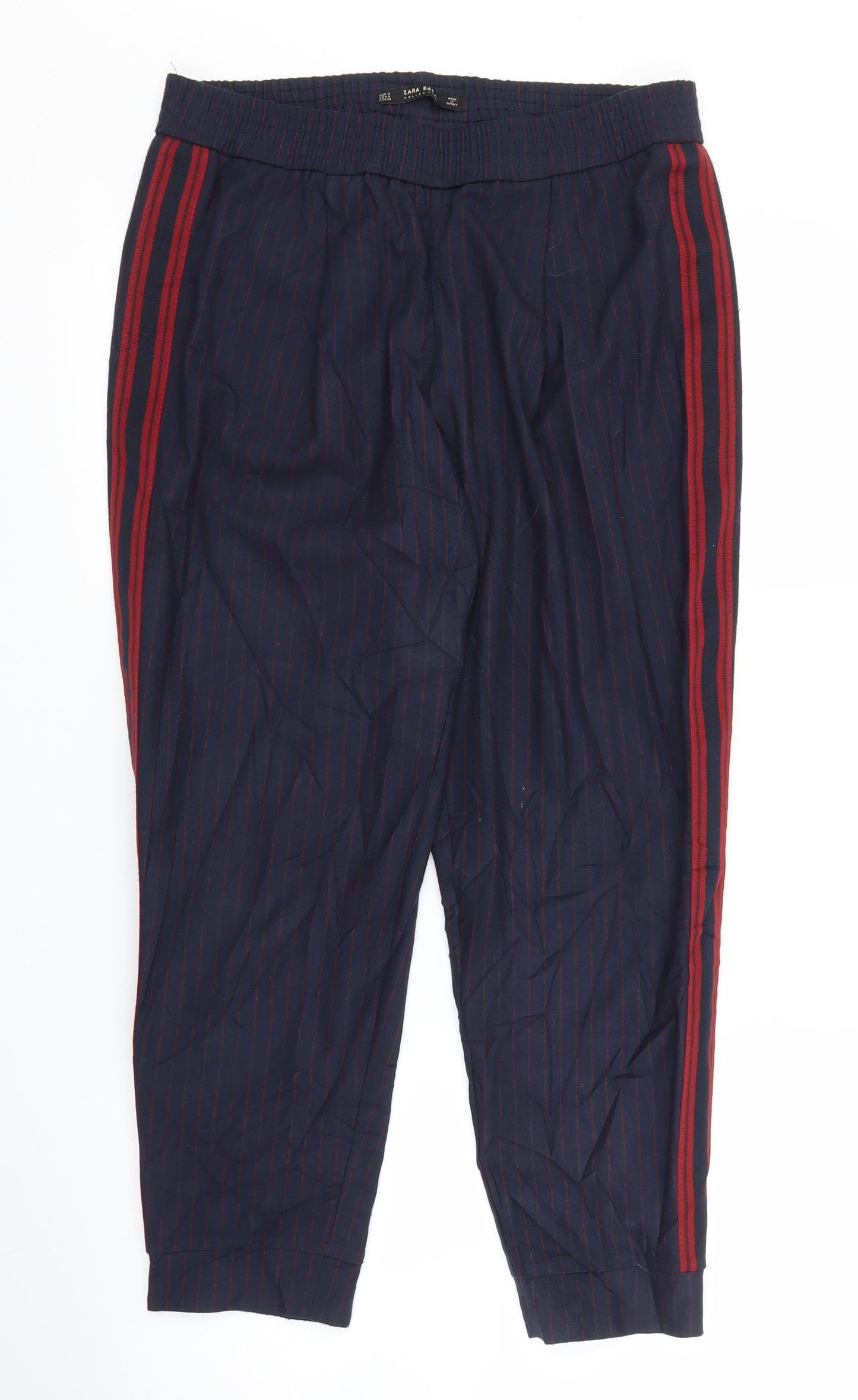 Womens UK Size M Zara Regular Fit Capri Blue Trousers