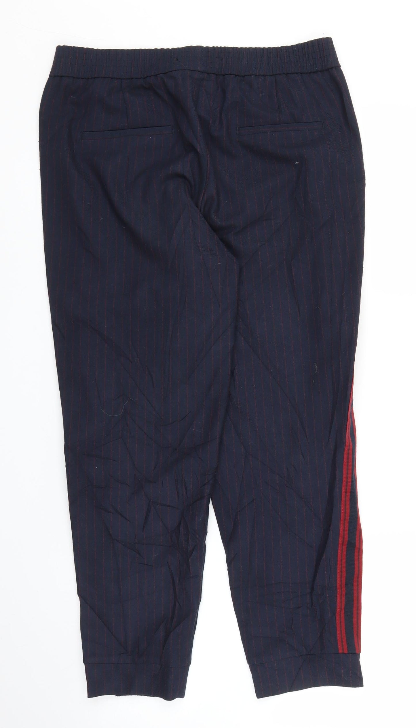 Womens UK Size M Zara Regular Fit Capri Blue Trousers