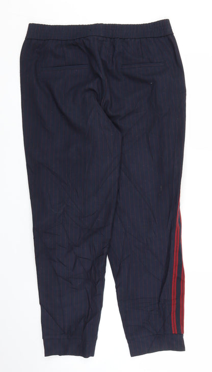 Womens UK Size M Zara Regular Fit Capri Blue Trousers