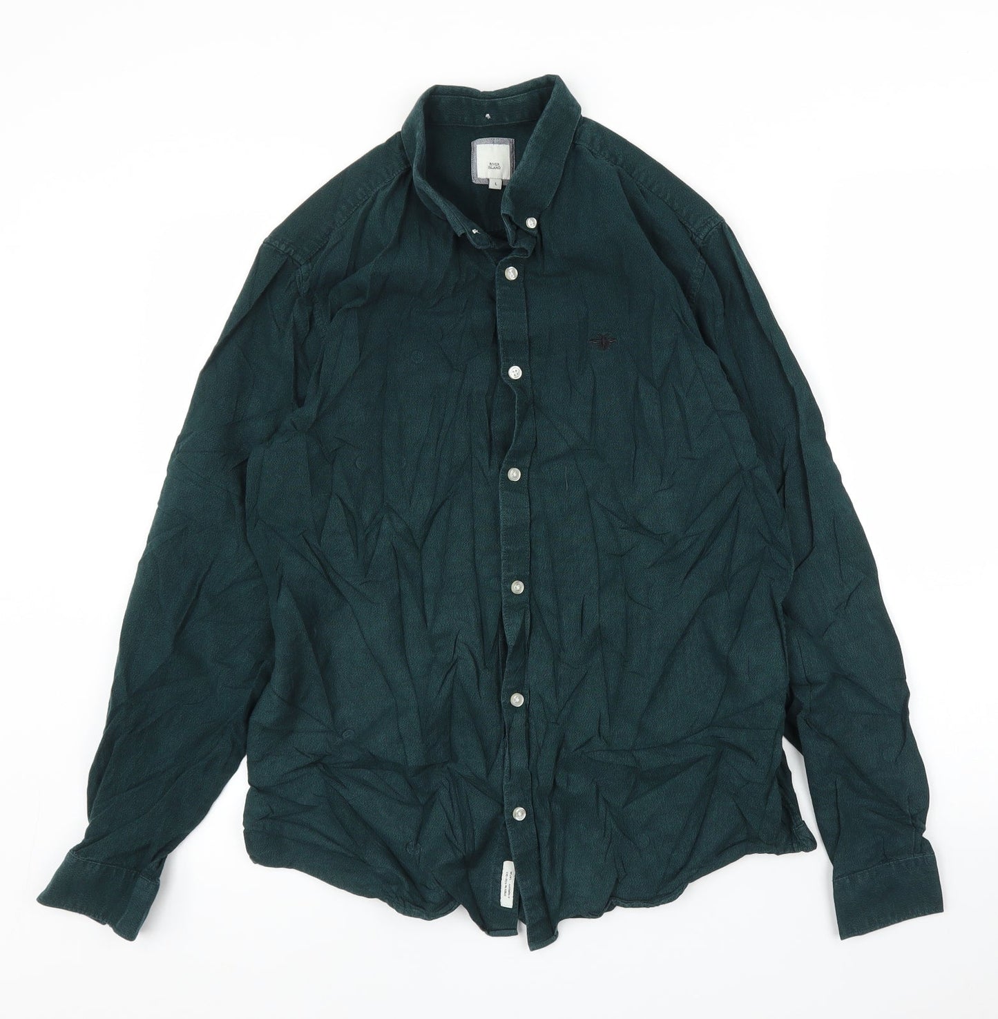 River Island Mens Green    Button-Up Size L