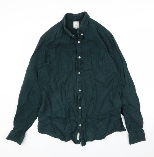 River Island Mens Green    Button-Up Size L