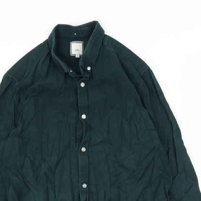 River Island Mens Green    Button-Up Size L