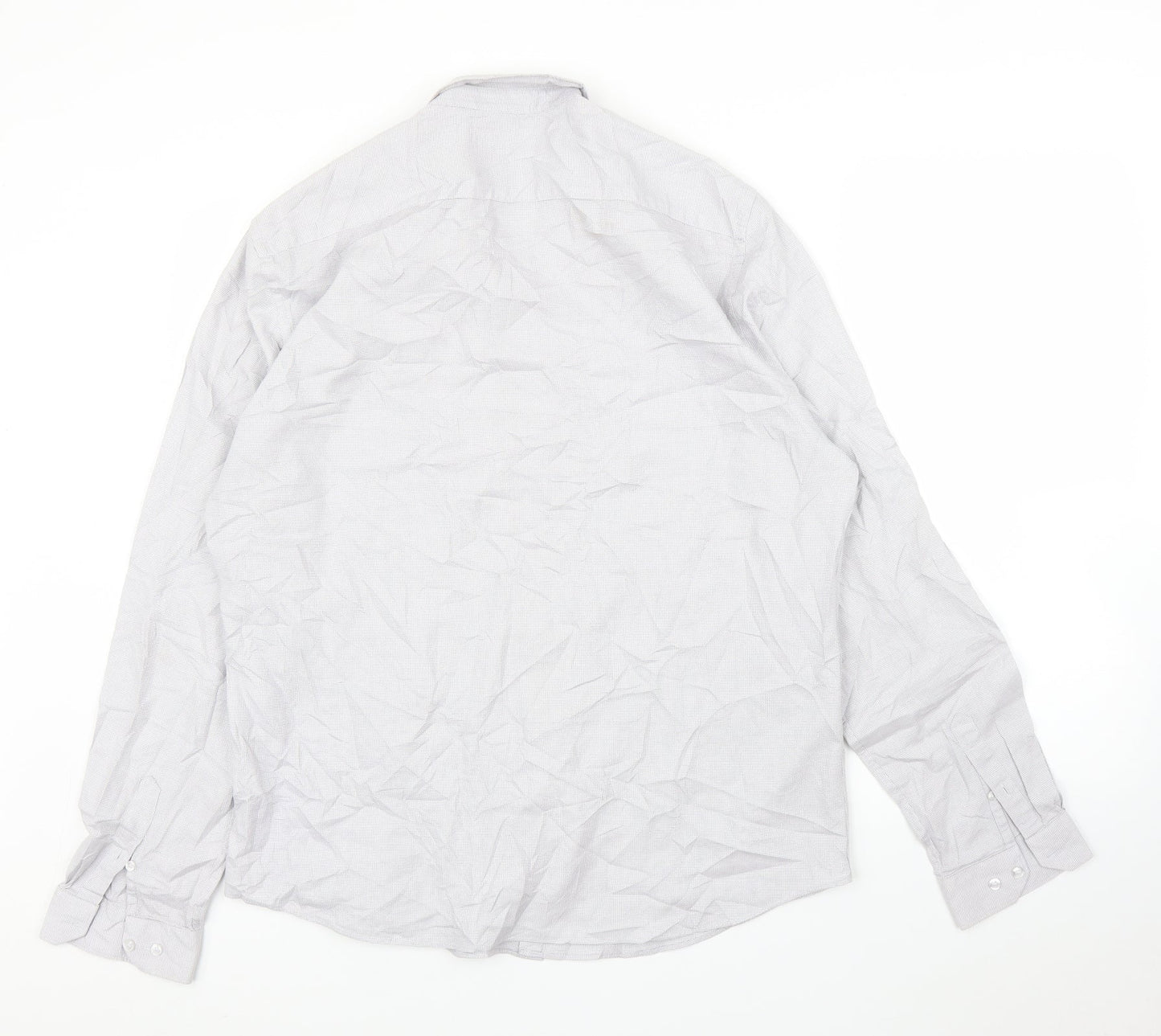 Mens UK Size 17 Limehouse Grey  Button-Up Long Sleeve Casual Shirt