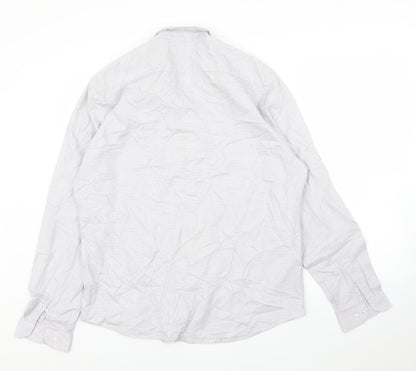 Mens UK Size 17 Limehouse Grey  Button-Up Long Sleeve Casual Shirt