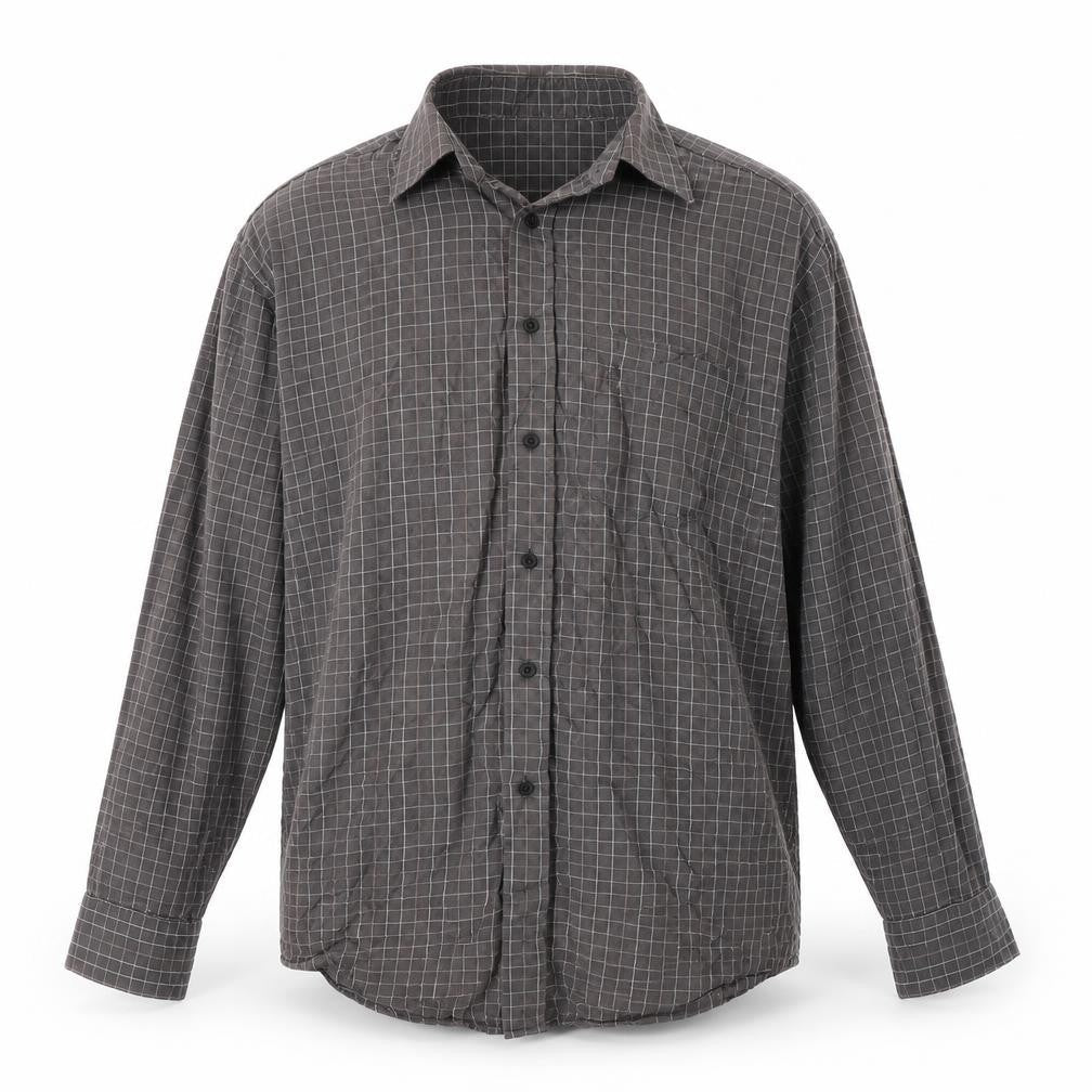 Mens UK Size 16 M&S Brown  Button-Up Long Sleeve Casual Shirt