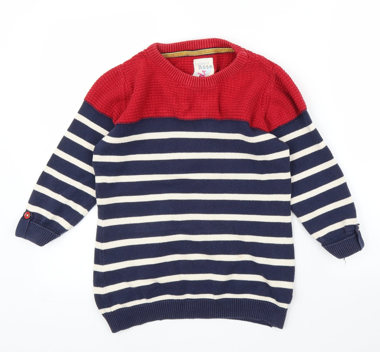 EWM Womens Blue Striped  Pullover Jumper Size S