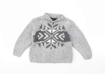 Timberland Girls Grey Fair Isle  Pullover Jumper Size 3 Years