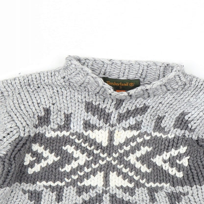 Timberland Girls Grey Fair Isle  Pullover Jumper Size 3 Years