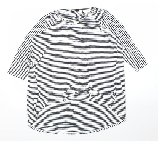 George Womens White Striped  Basic Blouse Size 14