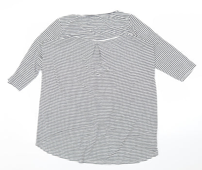George Womens White Striped  Basic Blouse Size 14