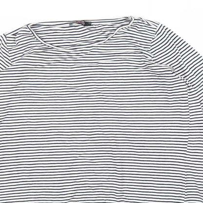 George Womens White Striped  Basic Blouse Size 14