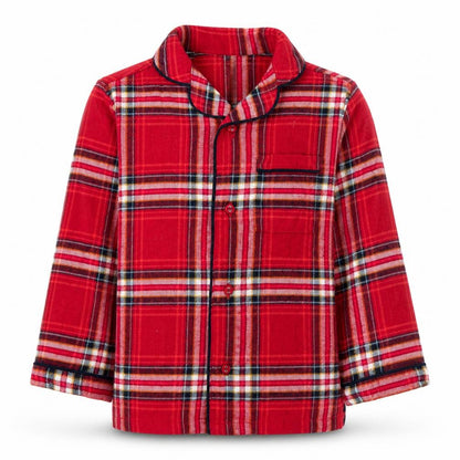 M&S Girls Red Plaid  Basic Button-Up Size 3-4 Years