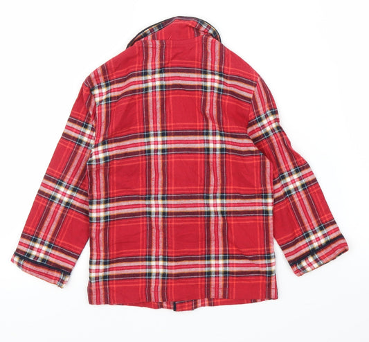 M&S Girls Red Plaid  Basic Button-Up Size 3-4 Years