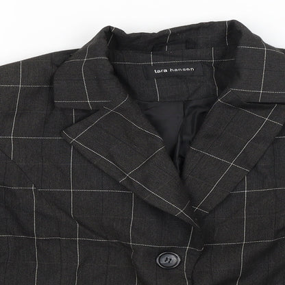Tara Hansen Womens Black Check  Jacket Blazer Size 14