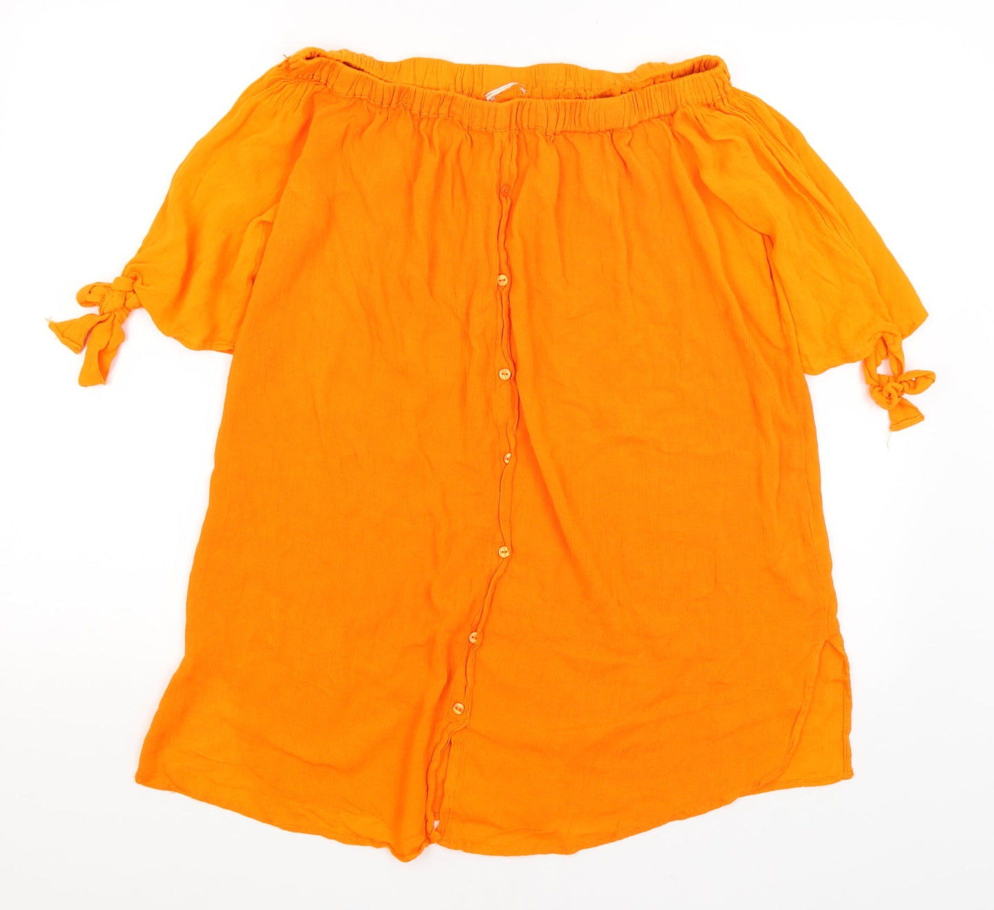 Womens UK Size S Matalan Orange Basic Button-Up