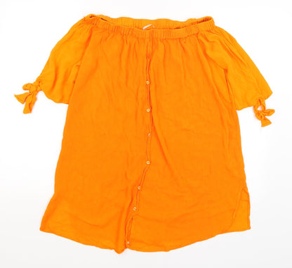 Womens UK Size S Matalan Orange Basic Button-Up