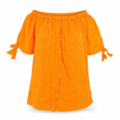 Womens UK Size S Matalan Orange Basic Button-Up