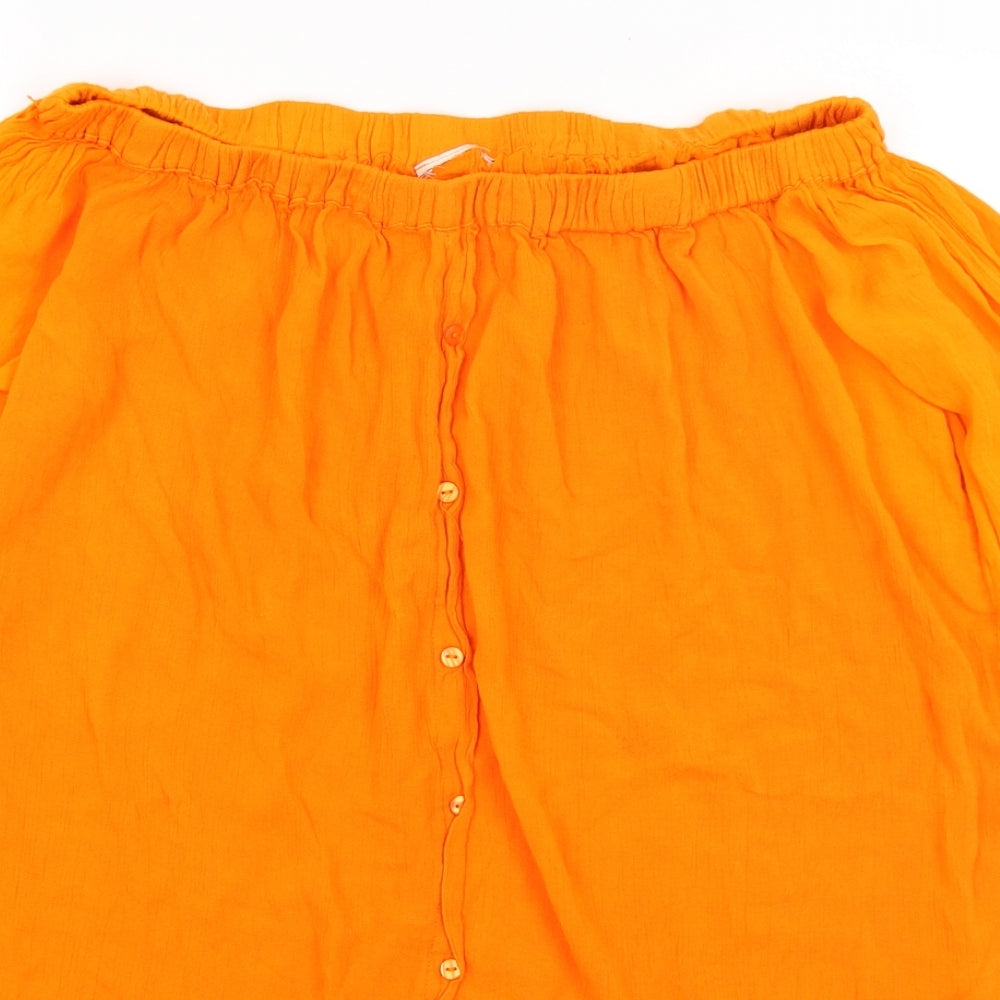Womens UK Size S Matalan Orange Basic Button-Up