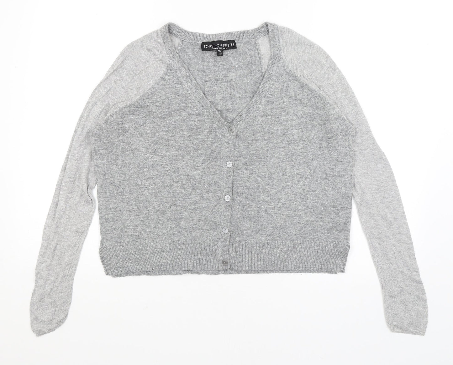 Womens UK Size 8 Topshop Grey Cardigan Jumper