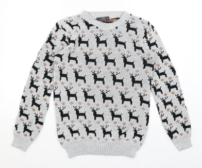 Alessandra Saroshi Womens Grey   Pullover Jumper Size M  - Reindeer