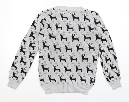 Alessandra Saroshi Womens Grey   Pullover Jumper Size M  - Reindeer