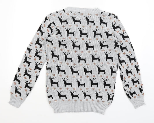 Alessandra Saroshi Womens Grey   Pullover Jumper Size M  - Reindeer