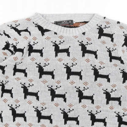 Alessandra Saroshi Womens Grey   Pullover Jumper Size M  - Reindeer
