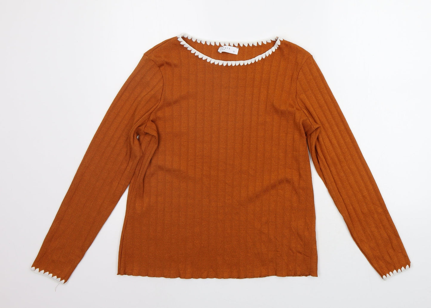 Papaya Womens Orange   Basic T-Shirt Size 12