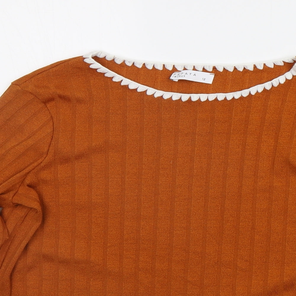 Papaya Womens Orange   Basic T-Shirt Size 12