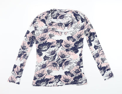 elea Womens Blue Floral  Basic T-Shirt Size S