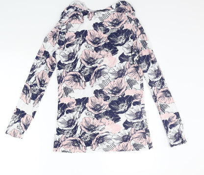 elea Womens Blue Floral  Basic T-Shirt Size S