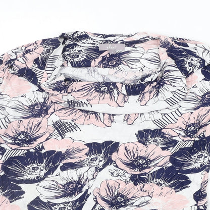 elea Womens Blue Floral  Basic T-Shirt Size S