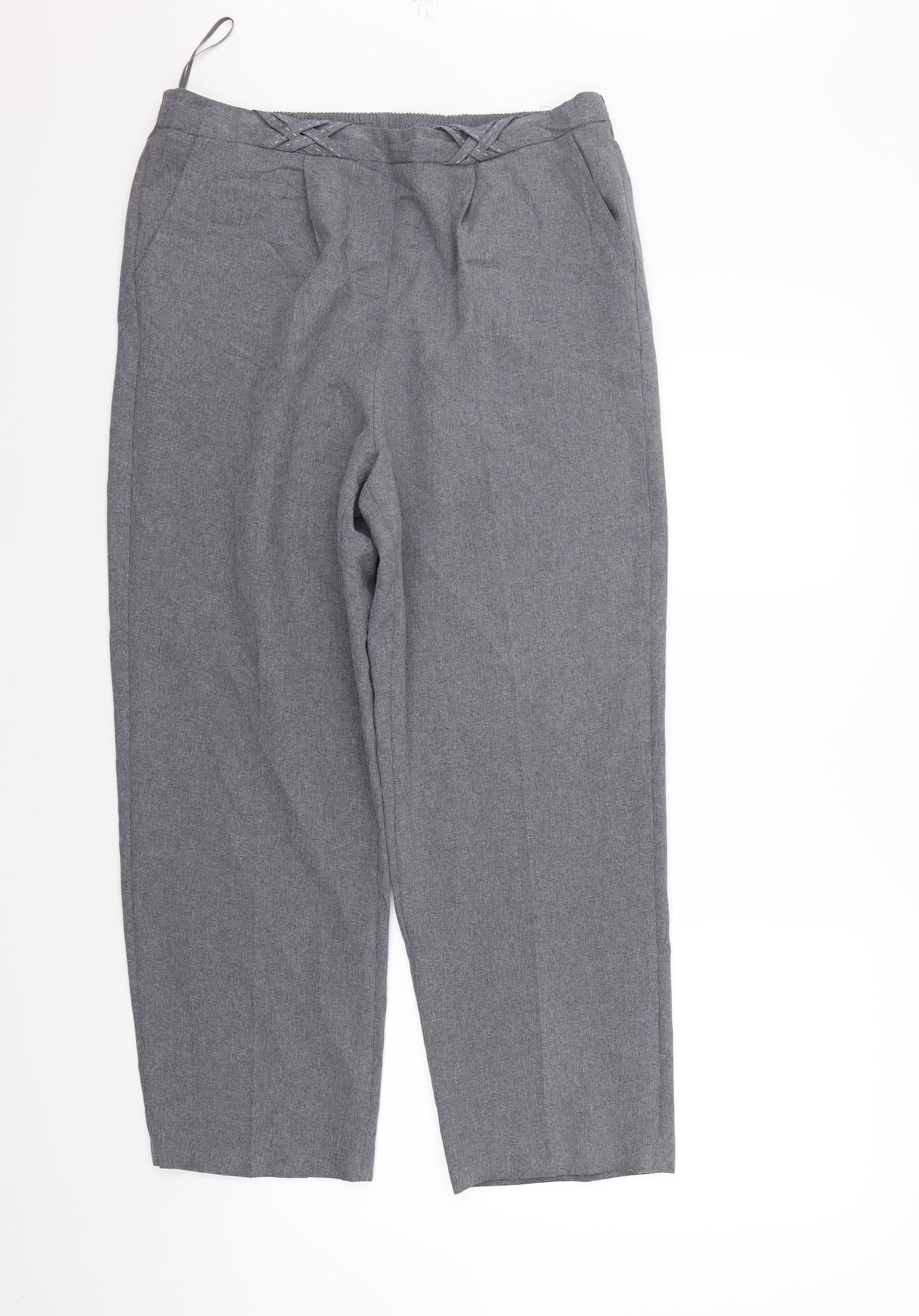 BM Womens Grey   Trousers  Size 14 L24 in - Elastic Waist Band