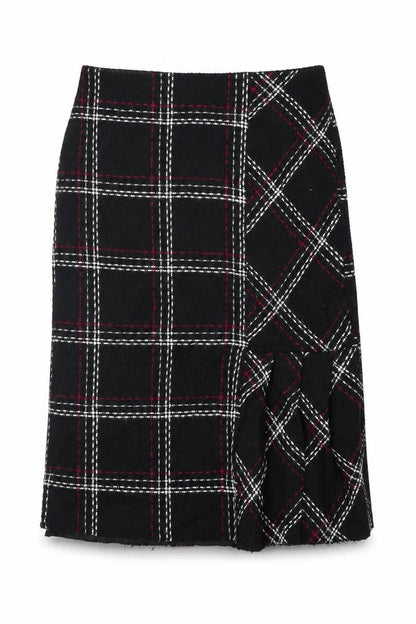 F&F Womens Black Check  A-Line Skirt Size 10