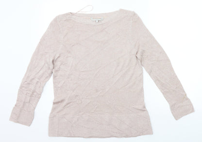 Womens UK Size M Pebble Bay Beige Basic T-Shirt
