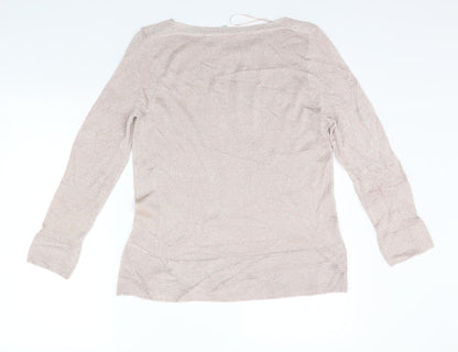 Womens UK Size M Pebble Bay Beige Basic T-Shirt