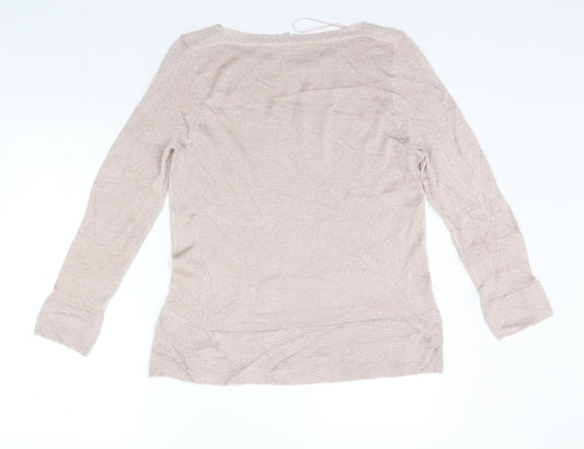 Womens UK Size M Pebble Bay Beige Basic T-Shirt
