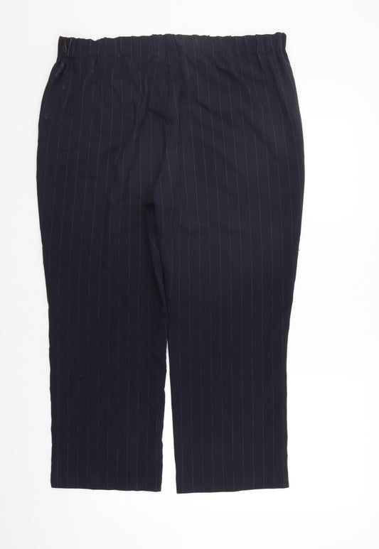 BONMARCHE Womens Blue Striped  Trousers  Size 16 L24 in - Elastic Waist Band